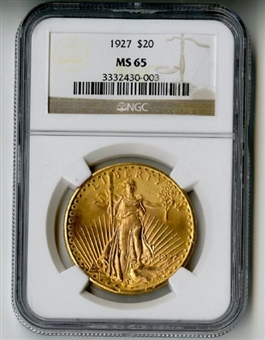 1927 $20 St. Gaudens Gold Piece NGC MS65